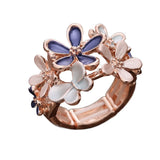 Daiiibabyyy  All-match Painting Oil Flower Ring Multicolor Petal Stretch Ring Zinc Alloy Classic Opening Ring Party