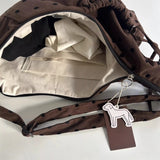 Daiiibabyyy  Streetwear Polka Dot Office Lady Shoulder Bag Women Canvas Drawstring Pleated Hobo Bags Y2k Aesthetic Handbags Crossbody Korean