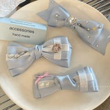 Daiiibabyyy Milk blue handcrafted bow hair clip hair accessories Sweet rhinestone bangs hair clip Girl hair accessories