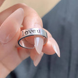 Daiiibabyyy  1/2pcs Love U Letter Handprint Ring for Men Women Niche Design High-end and Versatile Personalized Simple Couple Pairing Ring