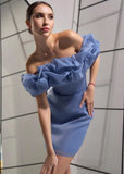Daiiibabyyy Women's Summer Dress One Neck Short Sleeve Slanted Shoulder Solid Color Dress Sexy Backless Skinny White Dress