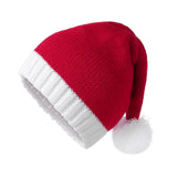 Daiiibabyyy  Merry Christmas Hat Christmas Knitted Hat Stripe Warm Santa Beanie Hat Plush Ball Crochet Parent Child Hat Happy New Year