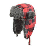 Daiiibabyyy  Plaid Russian Trapper Hat Lei Feng Hat Thickened Warm and Fashionable Cotton Hat Pilot Hat
