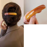 Daiiibabyyy  Fashion Elliptical Leopard Print Hair Clip PVC Arc Spring Clip Grab Clip Headwear Large Hairpin Girl