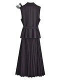 Daiiibabyyy  Corset Dress Women Pleated Vests Long Dresses For Women Sleeveless Office Party Dress Ruched Midi Evening Dresses 82N4