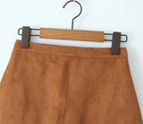 Daiiibabyyy  Autumn Winter High Waist Suede Faux Leather Mini Skirt Women Back Zipper A-line Short Skater Party Femme Camel Black