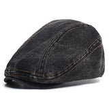 Daiiibabyyy  Four Seasons Denim Solid Newsboy Caps Men Washed Flat Peaked Cap Women Painter Beret Hats