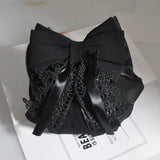 Daiiibabyyy  Professional Ribbon Ruffled Edges Hair Net Sweet Flower Bow Snood Headwear Ponytail Clip Hairgrips Cover Net Waiter