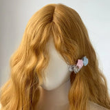 Daiiibabyyy  Golden Yellow Fluffy Wool Roll Mechanism Synthetic Wig | European and American Retro Lolita Super Long Hair Cover