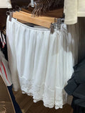 Daiiibabyyy Women White Lace Trim Sweet Skirts Summer Solid High Waist A-line Cotton Short Skirts Vintage Cute Knee Length Skirts