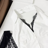 DAIIIBABYYY  -  Hot Girl Suit Women's Summer Turn-down Collar Slim Fit Lace Sleeveless Shirt High Waist Mini Skirt Two-piece Set Female Clothes