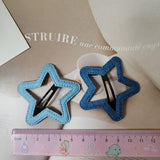 DAIIIBABYYY  -  2pc Hot Fashion Denim Heart Star BB Hairpin Hair Side Clips for Women Girls Child Gift Hair Accessories Headwear Ornament