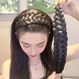 Daiiibabyyy New Fashion Wigs Broadside Hair Band Korean Versio Women's High Head Braided Headband Hair Accessories
