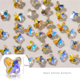 Daiiibabyyy 20Pcs Champagne Crystal Sharp Bottom Butterfly Rhinestone Nail Art Decorations Shiny Diamond Nails Design DIY Nail Accessories