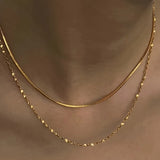 Daiiibabyyy  New Double Layer Necklace Women's Simple Fashion Petal Chain Necklace Design Jewelry Gift Women's Necklace Set for Daily Jewelry