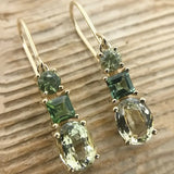Daiiibabyyy  Elegant Green Synthetic Zirconia Retro Geometric Pendant Dangle Earrings for Women Copper Statement Earring Party Jewelry Gifts