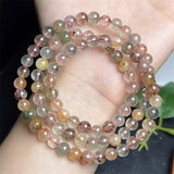 DAIIIBABYYY  -  6MM Natural Colored Rutilated Quartz Triple Circle Bracelet Reiki Healing Fengshui Stone Fashion Jewelry For Women Holiday Gift