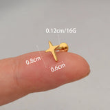 DAIIIBABYYY  -  1Piece Flower Moon Snake CZ Nose Hoop Butterfly Leaf Daith Conch Helix Stud Earrings Internal Thread Piercing Surgical Steel 16G