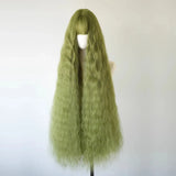 Daiiibabyyy  Green Curly Long Wig Lolita Cosplay Full Head Wig 1Meter Forest Mori Extra Long Wig Synthetic Party Costume Hairpiece