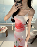 DAIIIBABYYY  -  Hot Girl Holiday Style Floral Print Sexy Strap Dress Women's Summer Slim Fit Wrap Hip Mermaid Dress Fashion Female Clothes
