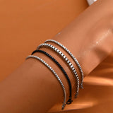 Daiiibabyyy  4 Pcs Set Retro Sliver Color Stainless Steel Chain Bracelet for Men Women Couple Simple Personality Jewelry Accessories Gifts