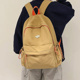 Daiiibabyyy  High School Student Backpack, Simple Solid Color, Middle School Student Backpack, Large Capacity, Lightweight Backpack