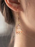 Daiiibabyyy  Creative Cute Ghost Dried Flower Epoxy Resin Handmade Earrings Halloween Fashion Jewelry Women and Girls Gifts