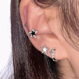 Daiiibabyyy New Fashion Star Bear Heart Screw Back Stud Earrings for Women Girls Sweet Cute Cartilage Helix Ear Piercing Earrings Jewerly