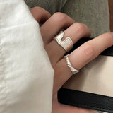 Daiiibabyyy 925 Sterling Silve Irregular Ring for Women Girl Gift Vintage Matte Finish Trend Chunky Versatile Jewelry Dropshipping