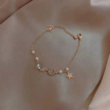 DAIIIBABYYY  -  Japan Korea Moon Star Bracelet For Women Fashion Designer Pink Crystal Pearl Chain Bracelet Girls Sweet Jewelry Party Gift