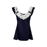 DAIIIBABYYY  -  French Style Hot Girl Flying Sleeve Dress Women's Summer Pure Sexy Lace Slim Fit A-line Short Dress Fashion Female Clothes