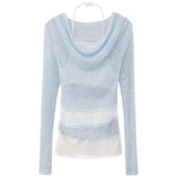 DAIIIBABYYY  -  Fairycore Style Fake Two Piece Halter T Shirt Women Long Sleeve Design Elegant Korean Fashion Patchwork Tee Shirt Femme