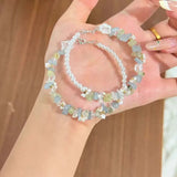 Daiiibabyyy  Sweet Pearl Flower Bracelets for Women Exquisite Colorful Irregular Crystal Gravel Beaded Charm Bracelets Wedding Jewelry