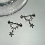 Daiiibabyyy  Personality Design Zircon Star Piercing Stud Earrings for Women Punk Style Fashion Hip Hop Rock Earring Jewelry Accessory Gift