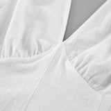 Daiiibabyyy  Elegant Backless Dress White Fashion Hollow Bow Lace-up High Waist V-Neck Dress Luxury Fashion Women Party Evening Dress