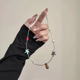 Daiiibabyyy  Cute DIY Starfish Pearl Resin Drop Beads Clavicle Chain For Women Girls Summer Vacation Necklace Jewelry