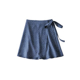 DAIIIBABYYY  -  Women's American Retro Elegant Floral One-piece Skirts Female Summer High Waist Slim Lace-up A-line Casual All-match Short Skirt