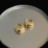 Daiiibabyyy  Luxury Top Quality Smooth Star Zircon Hoop Earrings for Women Girls Metal Chunky Sun Rhinestone Ear Buckle Punk Y2K Jewelry