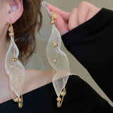 Daiiibabyyy  Personalized Hollow Pendant Earring for Women Elegant Temperament Pearl Water Drop Tassel Drop Earrings Design Sense Jewelry