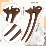 Daiiibabyyy  Elegant Wood Wooden Hair Stick Vintage Style Handmade Craft Hanfu Hairpin Cat Flower Rabbit Deer Chinese Style Hairpin Women