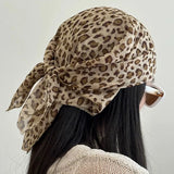 Daiiibabyyy  Leopard Print Headscarf Punk Fashion Square Scarfs Head Band Women Y2K Spicy Girl Neckerchief Versatile Party Hair Accessories