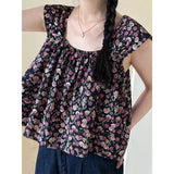 DAIIIBABYYY  -  Summer Korean Version of Age Reducing Floral Camisole Vest for Women's Versatile Sleeveless Vacation Style Doll Top