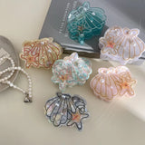 Daiiibabyyy  New Ocean Series Pearl Shell Hairpin Grab Clip Personalized Creative Shark Clip Back Head Disc Hair Grab Hair Accessories