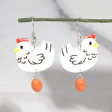 Daiiibabyyy  Funny Colorful Acrylic Hen Egg Drop Earrings for Women Lovely Cartoon Animals Dangle Earring Easter New Jewelry Gifts