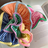 DAIIIBABYYY  -  Summer candy hit color hair rope plaid hair ring girl's heart rope tied ponytail rubber band Japanese and Korean  headdress