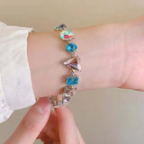 Daiiibabyyy  New Colorful Crystal Bracelet Candy Zircon Design Shiny Sweet High-End Popular Adjustable Bracelet Women's Delicate Jewelry