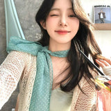 DAIIIBABYYY  -  Polka Dots Chiffon Transparent Breathable Sunscreen Shawl Female Summer Thin Long Beach Towel Sun Silk Scarf