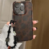 Daiiibabyyy  Through hole vortex IND brown halo leopard print phone case with chain for iPhone 11 12 13 14 15 16 17 Pro Max