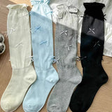 DAIIIBABYYY  -  2pairs Lolita Bow Black White Socks JK Japanese Style Bandage Bowknot Kawaii Sock Women Sweet Girls Cute Cotton Long Socks Sox