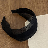 Daiiibabyyy  1PCKorean Temperament Lace Mesh Polka Dot Headband,Wide Edge Comfortable Hair Hoop, Soft Non Slip Broken Hair Cover Forest Style